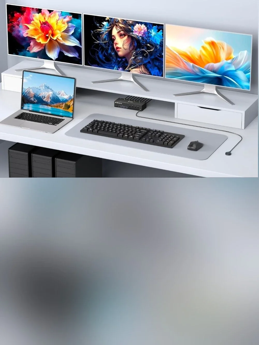 KVM Switch 3 Monitors 4 Computers 4K@60Hz,EDID Simulation,USB 3.0 HDMI Displa...